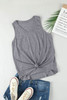 Gray V Neck Racerback Tank Top with Pocket