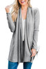 Grey Shawl Neckline Open Front Cardigan