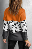 Orange Turtleneck Splicing Chunky Knit Pullover Sweater