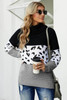 Black Turtleneck Splicing Chunky Knit Pullover Sweater
