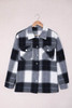 Black Plaid Print Buttoned Shirt Coat with Pocket