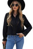 Black Lace Splicing Buttoned Shirt