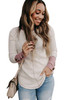 Waffle Knit Colorblock Buttoned Cuff Long Sleeve Blouse