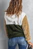 Army Green Colorblock Fluffy Faux Fur Hoodie