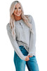 Gray Lace Patchwork Buttoned Long Sleeve Top