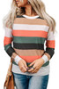 Color Block Striped Long Sleeve Blouse