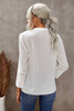 White Lace Ruffed 3/4 Sleeve V Neck Shirt