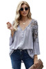 Gray Crochet Lace Button Top