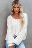 White Drop Shoulder Loose Knitted Sweater