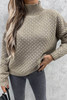 High Neck Drop Shoulder Textured Knit Sweater