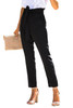 Black Casual Paperbag Waist Straight Leg Pants with Belt