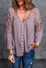 Purple Crochet Lace Button Top