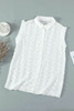 White Turn-down Collar Ruffle Polka Dot Tank