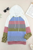 Striped Colorblock Kangaroo Pocket Pullover Hoodie