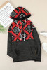 Black Tribal Geometric Print Hoodies with Pocket