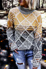 High Neck Geometric Colorblock Sweater High Neck Geometric Colorblock Sweater