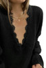 Black Eyelash V Neck Knitted Sweater