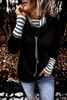 Striped Splicing High Neck Sweatshirt Striped Splicing High Neck Sweatshirt