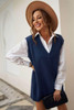 Dark Blue Knit Vest Pullover Sweater