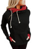 Black Colorblock Side Zipper Double Hood Sweatshirt