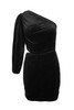 Black One Shoulder Bubble Shoulder Cut-out Bodycon Mini Dress