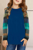 Blue Striped Color Block Girl’s Long Sleeve Top