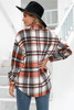 Orange Chest Pockets Flannel Plaid Shirt