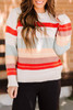 Crew Neck Drop-shoulder Striped Color Block Sweater