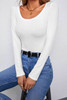 White Solid Slim-fit Long Sleeve Top