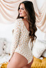 Leopard Print Cut-out Ribbed Long Sleeve Bodysuit