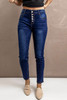 Dark Blue High Waisted Buttons Jeans