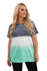 Gray Crew Neck Tie-dye Colorblock Plus Size Tee