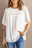 White Flutter Sleeves Sheer Textured Babydoll Top