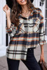 Blue Geometric Plaid Print Pocketed Shirt