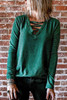 Criss Cross V Neck Long Sleeve Top