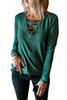Criss Cross V Neck Long Sleeve Top