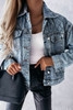 Plaid Turn Down Collar Buttoned Denim Jacket