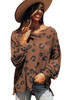 Leopard Print Side Split Loose V Neck Top