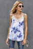 Blue Tie-dye Lace V Neck Strappy Loose Fit Camisole