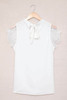 White Lace Splicing Tie Knot Mock Neck T-shirt White Lace Splicing Tie Knot Mock Neck T-shirt