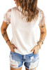 White Lace Splicing Tie Knot Mock Neck T-shirt White Lace Splicing Tie Knot Mock Neck T-shirt