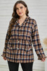 Plaid Print Button-up Turn Down Collar Plus Size Coat