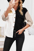 Black Color Block Button Shirt with Pocket