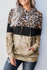 Khaki Leopard Tie Dye Colorblock Hoodie