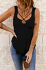 Black Solid U Neck Criss Cross Tank Top