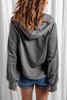 Gray Long Sleeve Hoodie with Rope Drawstring