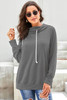 Gray Long Sleeve Hoodie with Rope Drawstring