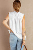 White Frilled Tank Top with Buttons