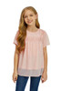 Apricot Swiss Dot Print Hollow Out Girl's T-shirt