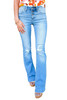 Button-fly Distressed High Rise Flare Jeans
